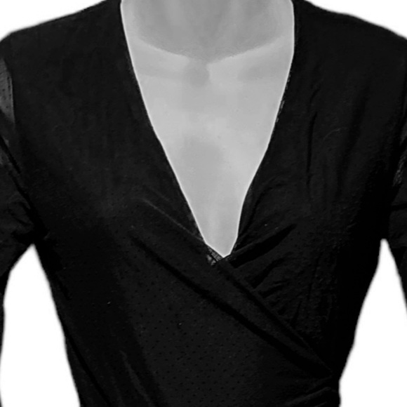 Ganni Women's Black Addison Ruffle Dot Mesh Wrap Dress - Picture 6 of 16